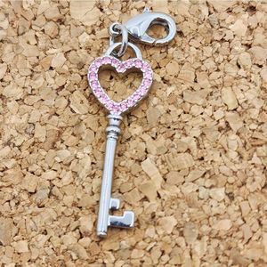 5/$21 ❤️ ORIGAMI OWL SILVER AND PINK SWAROVSKI CRYSTALS KEY DANGLE CHARM